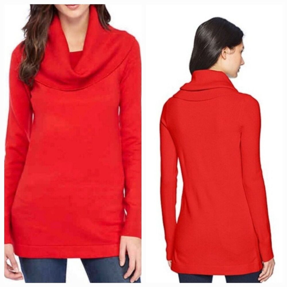 NEW French Connection Women's Sweater Size Medium Red Cowl Neck Slouchy Holiday